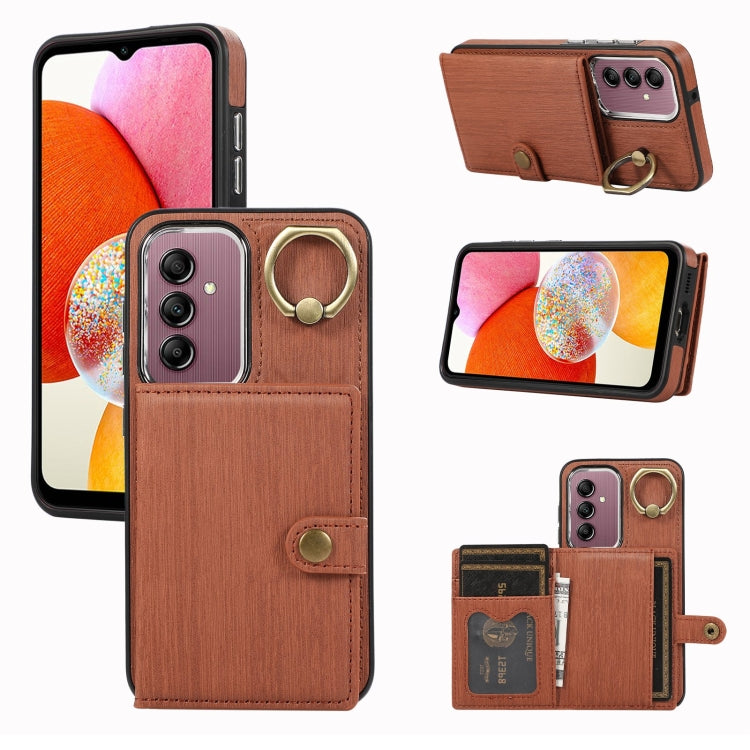 Brushed Texture Wallet Ring Holder Phone Case, For Samsung Galaxy A24 4G / A25 5G, Samsung Galaxy A14 4G / 5G, For Samsung Galaxy A34 5G, For Samsung Galaxy A54 5G, For Samsung Galaxy Galaxy S23 Ultra 5G, For Samsung Galaxy Galaxy S23 5G               ...