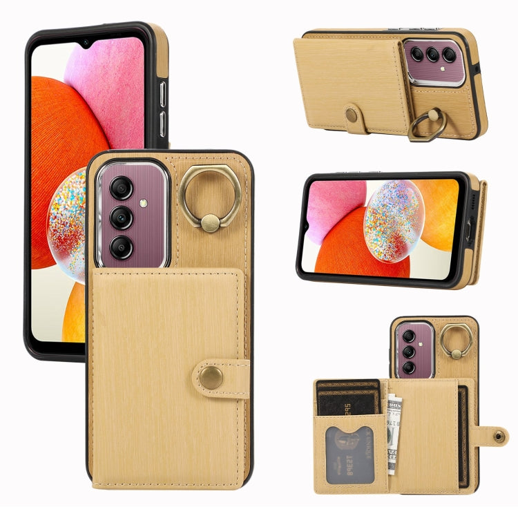 Brushed Texture Wallet Ring Holder Phone Case, For Samsung Galaxy A24 4G / A25 5G, Samsung Galaxy A14 4G / 5G, For Samsung Galaxy A34 5G, For Samsung Galaxy A54 5G, For Samsung Galaxy Galaxy S23 Ultra 5G, For Samsung Galaxy Galaxy S23 5G               ...