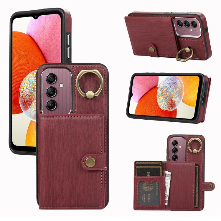 Brushed Texture Wallet Ring Holder Phone Case, For Samsung Galaxy A24 4G / A25 5G, Samsung Galaxy A14 4G / 5G, For Samsung Galaxy A34 5G, For Samsung Galaxy A54 5G, For Samsung Galaxy Galaxy S23 Ultra 5G, For Samsung Galaxy Galaxy S23 5G               ...