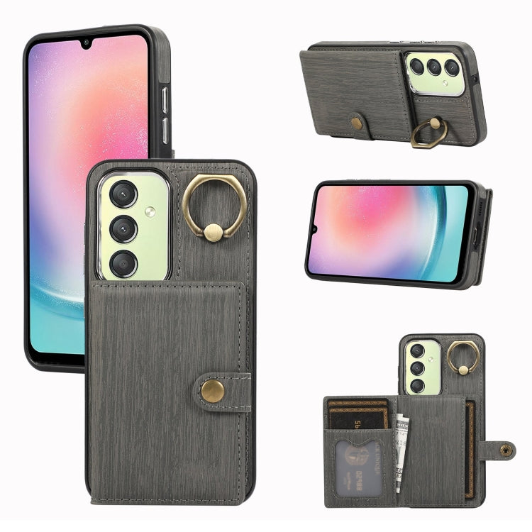 Brushed Texture Wallet Ring Holder Phone Case, For Samsung Galaxy A24 4G / A25 5G, Samsung Galaxy A14 4G / 5G, For Samsung Galaxy A34 5G, For Samsung Galaxy A54 5G, For Samsung Galaxy Galaxy S23 Ultra 5G, For Samsung Galaxy Galaxy S23 5G               ...