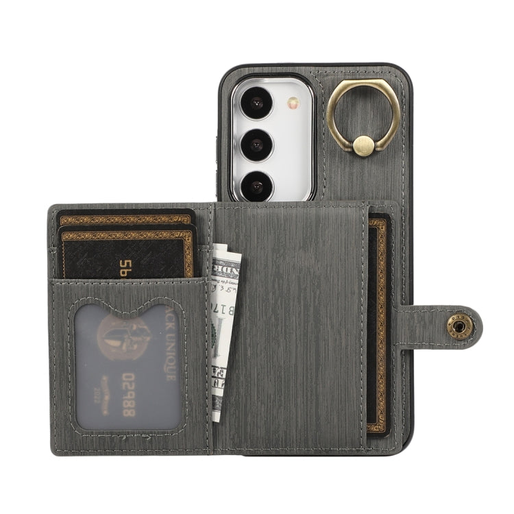 Brushed Texture Wallet Ring Holder Phone Case, For Samsung Galaxy A24 4G / A25 5G, Samsung Galaxy A14 4G / 5G, For Samsung Galaxy A34 5G, For Samsung Galaxy A54 5G, For Samsung Galaxy Galaxy S23 Ultra 5G, For Samsung Galaxy Galaxy S23 5G               ...