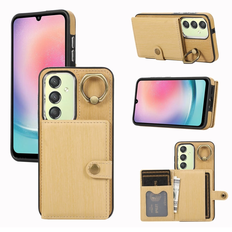Brushed Texture Wallet Ring Holder Phone Case, For Samsung Galaxy A24 4G / A25 5G, Samsung Galaxy A14 4G / 5G, For Samsung Galaxy A34 5G, For Samsung Galaxy A54 5G, For Samsung Galaxy Galaxy S23 Ultra 5G, For Samsung Galaxy Galaxy S23 5G               ...