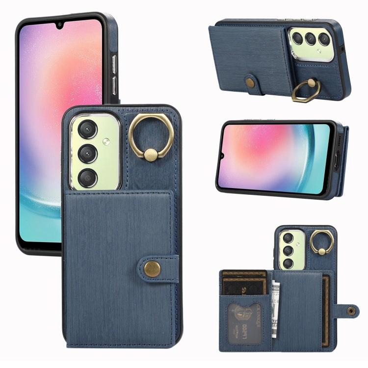 Brushed Texture Wallet Ring Holder Phone Case, For Samsung Galaxy A24 4G / A25 5G, Samsung Galaxy A14 4G / 5G, For Samsung Galaxy A34 5G, For Samsung Galaxy A54 5G, For Samsung Galaxy Galaxy S23 Ultra 5G, For Samsung Galaxy Galaxy S23 5G               ...