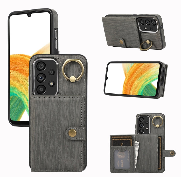 Brushed Texture Wallet Ring Holder Phone Case, For Samsung Galaxy A24 4G / A25 5G, Samsung Galaxy A14 4G / 5G, For Samsung Galaxy A34 5G, For Samsung Galaxy A54 5G, For Samsung Galaxy Galaxy S23 Ultra 5G, For Samsung Galaxy Galaxy S23 5G               ...