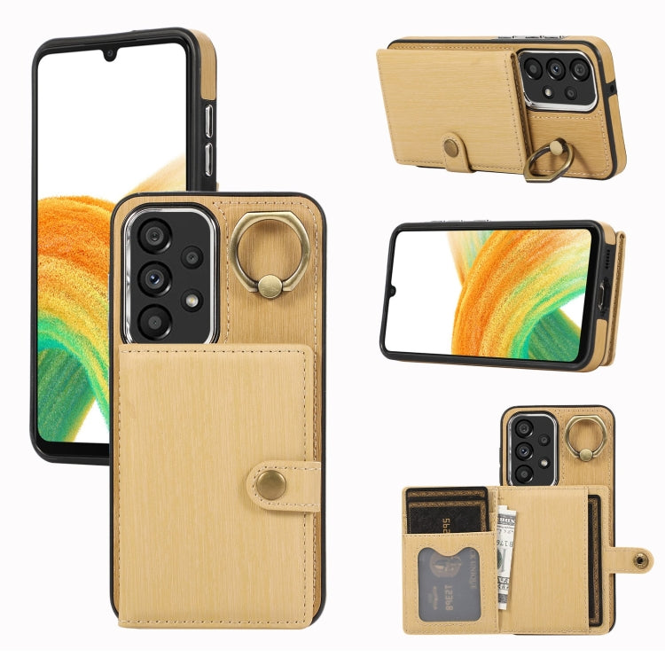 Brushed Texture Wallet Ring Holder Phone Case, For Samsung Galaxy A24 4G / A25 5G, Samsung Galaxy A14 4G / 5G, For Samsung Galaxy A34 5G, For Samsung Galaxy A54 5G, For Samsung Galaxy Galaxy S23 Ultra 5G, For Samsung Galaxy Galaxy S23 5G               ...