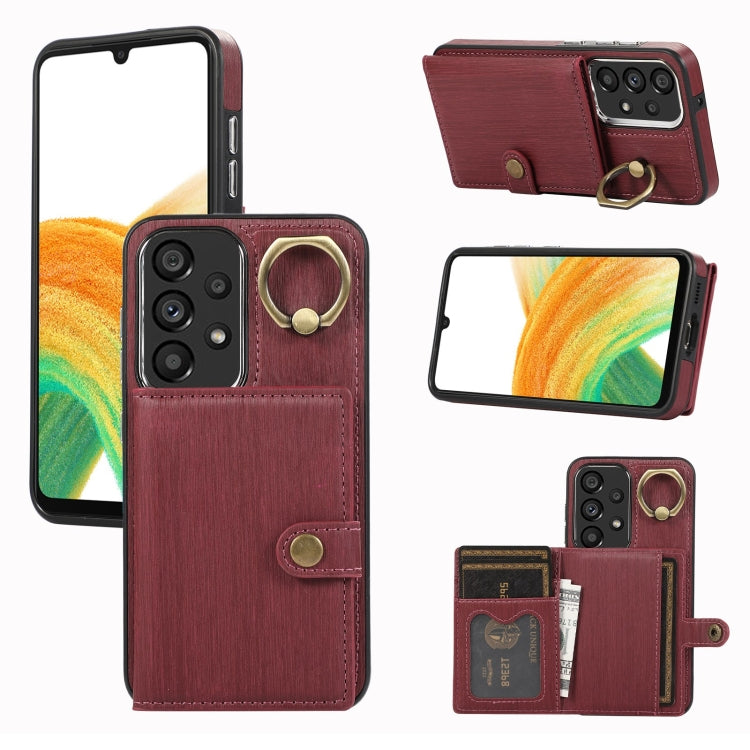 Brushed Texture Wallet Ring Holder Phone Case, For Samsung Galaxy A24 4G / A25 5G, Samsung Galaxy A14 4G / 5G, For Samsung Galaxy A34 5G, For Samsung Galaxy A54 5G, For Samsung Galaxy Galaxy S23 Ultra 5G, For Samsung Galaxy Galaxy S23 5G               ...