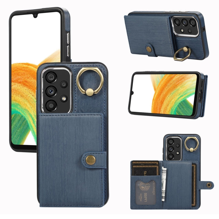 Brushed Texture Wallet Ring Holder Phone Case, For Samsung Galaxy A24 4G / A25 5G, Samsung Galaxy A14 4G / 5G, For Samsung Galaxy A34 5G, For Samsung Galaxy A54 5G, For Samsung Galaxy Galaxy S23 Ultra 5G, For Samsung Galaxy Galaxy S23 5G               ...