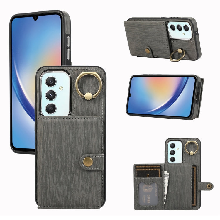 Brushed Texture Wallet Ring Holder Phone Case, For Samsung Galaxy A24 4G / A25 5G, Samsung Galaxy A14 4G / 5G, For Samsung Galaxy A34 5G, For Samsung Galaxy A54 5G, For Samsung Galaxy Galaxy S23 Ultra 5G, For Samsung Galaxy Galaxy S23 5G               ...