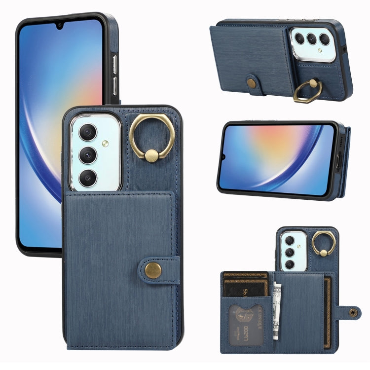 Brushed Texture Wallet Ring Holder Phone Case, For Samsung Galaxy A24 4G / A25 5G, Samsung Galaxy A14 4G / 5G, For Samsung Galaxy A34 5G, For Samsung Galaxy A54 5G, For Samsung Galaxy Galaxy S23 Ultra 5G, For Samsung Galaxy Galaxy S23 5G               ...