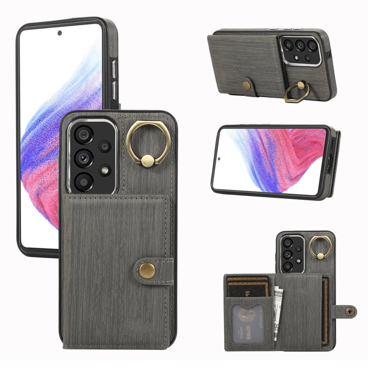Brushed Texture Wallet Ring Holder Phone Case, For Samsung Galaxy A24 4G / A25 5G, Samsung Galaxy A14 4G / 5G, For Samsung Galaxy A34 5G, For Samsung Galaxy A54 5G, For Samsung Galaxy Galaxy S23 Ultra 5G, For Samsung Galaxy Galaxy S23 5G               ...