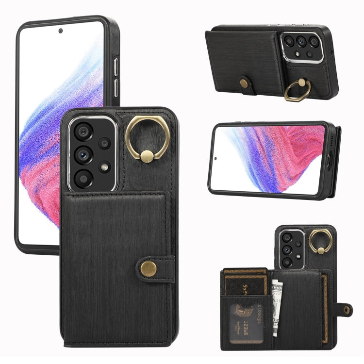 Brushed Texture Wallet Ring Holder Phone Case, For Samsung Galaxy A24 4G / A25 5G, Samsung Galaxy A14 4G / 5G, For Samsung Galaxy A34 5G, For Samsung Galaxy A54 5G, For Samsung Galaxy Galaxy S23 Ultra 5G, For Samsung Galaxy Galaxy S23 5G               ...