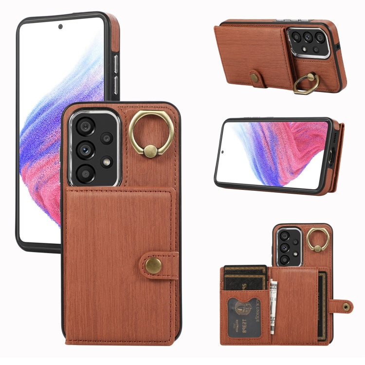 Brushed Texture Wallet Ring Holder Phone Case, For Samsung Galaxy A24 4G / A25 5G, Samsung Galaxy A14 4G / 5G, For Samsung Galaxy A34 5G, For Samsung Galaxy A54 5G, For Samsung Galaxy Galaxy S23 Ultra 5G, For Samsung Galaxy Galaxy S23 5G               ...