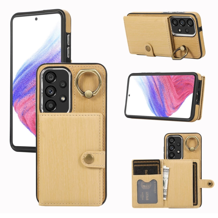 Brushed Texture Wallet Ring Holder Phone Case, For Samsung Galaxy A24 4G / A25 5G, Samsung Galaxy A14 4G / 5G, For Samsung Galaxy A34 5G, For Samsung Galaxy A54 5G, For Samsung Galaxy Galaxy S23 Ultra 5G, For Samsung Galaxy Galaxy S23 5G               ...