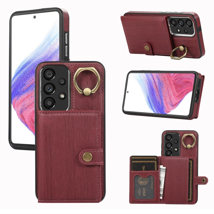 Brushed Texture Wallet Ring Holder Phone Case, For Samsung Galaxy A24 4G / A25 5G, Samsung Galaxy A14 4G / 5G, For Samsung Galaxy A34 5G, For Samsung Galaxy A54 5G, For Samsung Galaxy Galaxy S23 Ultra 5G, For Samsung Galaxy Galaxy S23 5G               ...