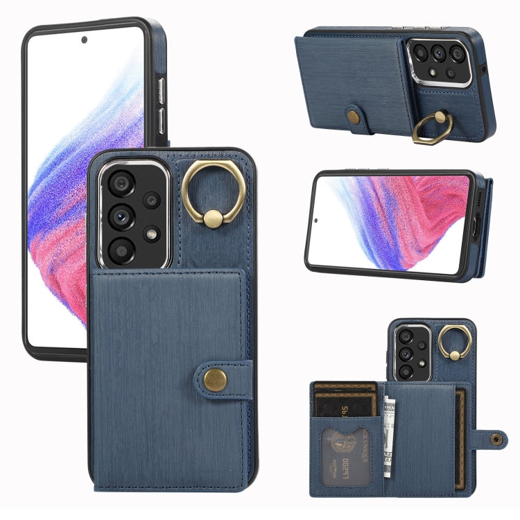 Brushed Texture Wallet Ring Holder Phone Case, For Samsung Galaxy A24 4G / A25 5G, Samsung Galaxy A14 4G / 5G, For Samsung Galaxy A34 5G, For Samsung Galaxy A54 5G, For Samsung Galaxy Galaxy S23 Ultra 5G, For Samsung Galaxy Galaxy S23 5G               ...