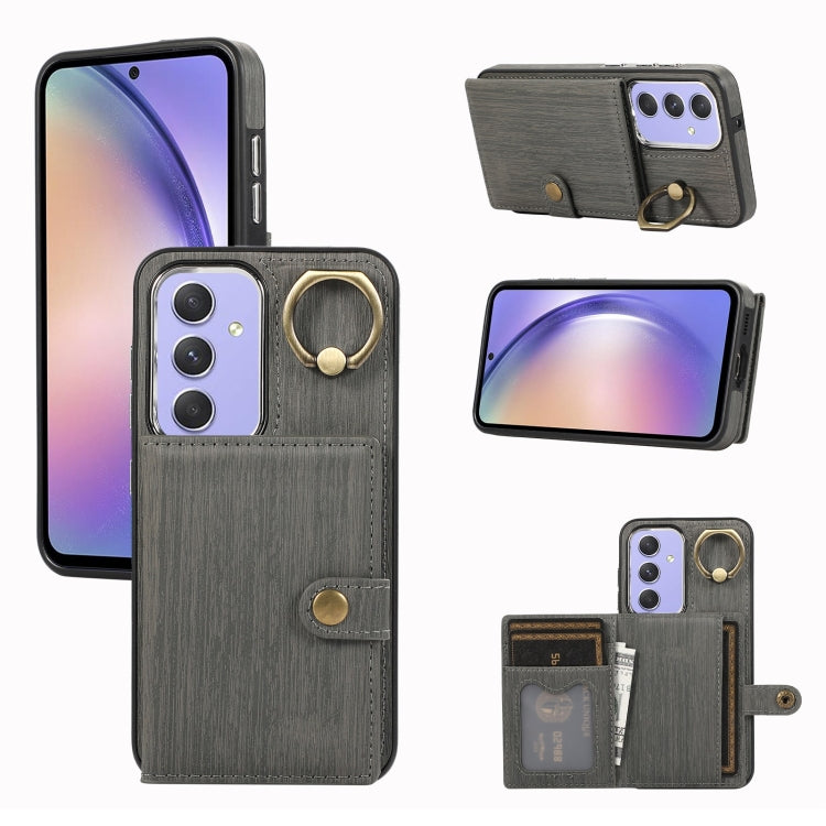 Brushed Texture Wallet Ring Holder Phone Case, For Samsung Galaxy A24 4G / A25 5G, Samsung Galaxy A14 4G / 5G, For Samsung Galaxy A34 5G, For Samsung Galaxy A54 5G, For Samsung Galaxy Galaxy S23 Ultra 5G, For Samsung Galaxy Galaxy S23 5G               ...