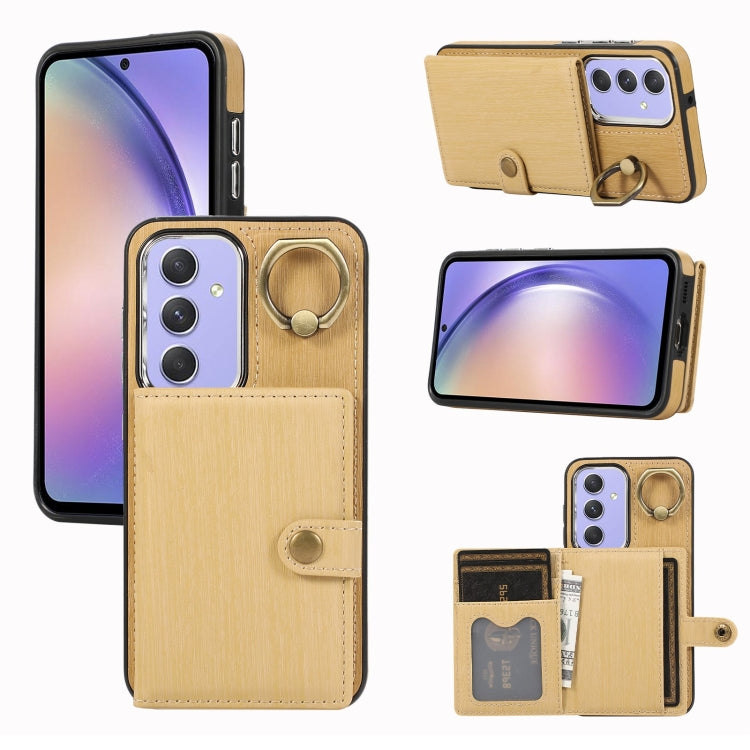 Brushed Texture Wallet Ring Holder Phone Case, For Samsung Galaxy A24 4G / A25 5G, Samsung Galaxy A14 4G / 5G, For Samsung Galaxy A34 5G, For Samsung Galaxy A54 5G, For Samsung Galaxy Galaxy S23 Ultra 5G, For Samsung Galaxy Galaxy S23 5G               ...