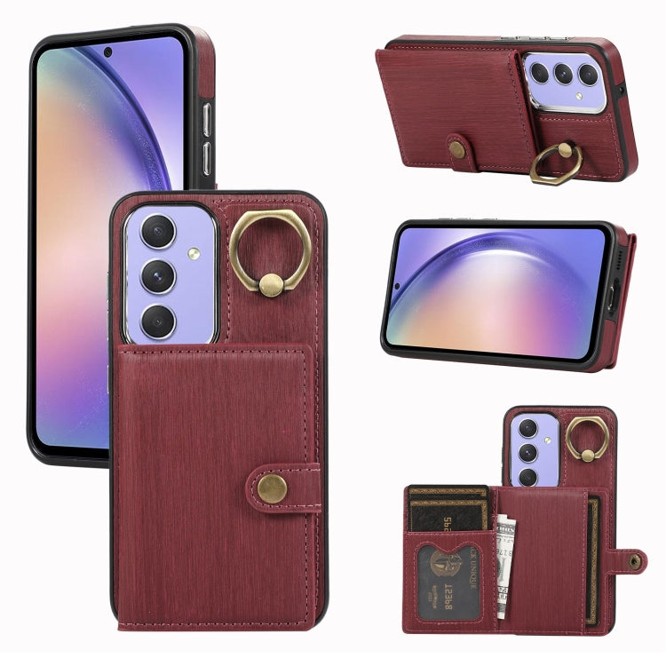 Brushed Texture Wallet Ring Holder Phone Case, For Samsung Galaxy A24 4G / A25 5G, Samsung Galaxy A14 4G / 5G, For Samsung Galaxy A34 5G, For Samsung Galaxy A54 5G, For Samsung Galaxy Galaxy S23 Ultra 5G, For Samsung Galaxy Galaxy S23 5G               ...