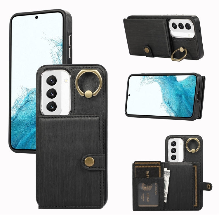 Brushed Texture Wallet Ring Holder Phone Case, For Samsung Galaxy Galaxy S22 Ultra 5G, For Samsung Galaxy Galaxy S22+ 5G, For Samsung Galaxy Galaxy S22 5G
