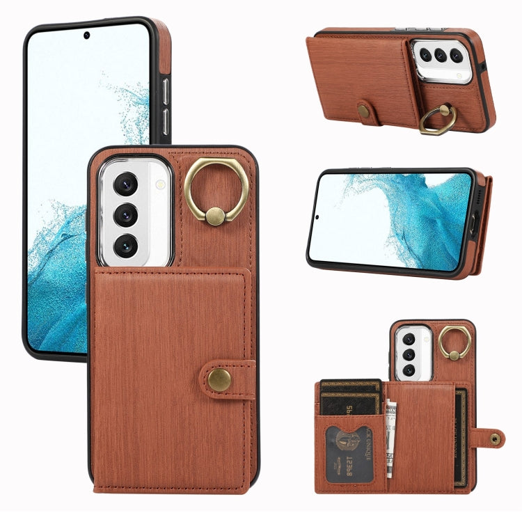 Brushed Texture Wallet Ring Holder Phone Case, For Samsung Galaxy Galaxy S22 Ultra 5G, For Samsung Galaxy Galaxy S22+ 5G, For Samsung Galaxy Galaxy S22 5G