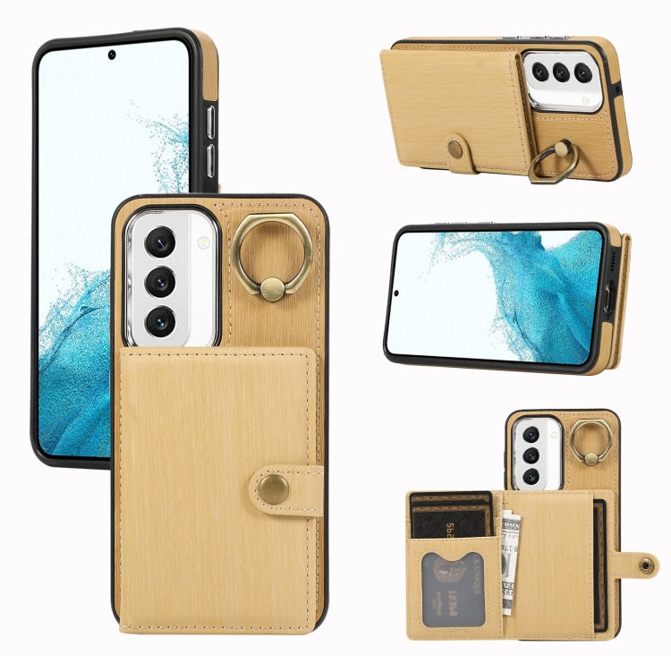 Brushed Texture Wallet Ring Holder Phone Case, For Samsung Galaxy Galaxy S22 Ultra 5G, For Samsung Galaxy Galaxy S22+ 5G, For Samsung Galaxy Galaxy S22 5G