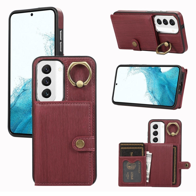 Brushed Texture Wallet Ring Holder Phone Case, For Samsung Galaxy Galaxy S22 Ultra 5G, For Samsung Galaxy Galaxy S22+ 5G, For Samsung Galaxy Galaxy S22 5G