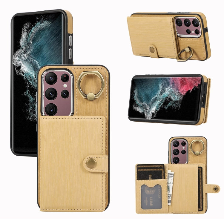 Brushed Texture Wallet Ring Holder Phone Case, For Samsung Galaxy Galaxy S22 Ultra 5G, For Samsung Galaxy Galaxy S22+ 5G, For Samsung Galaxy Galaxy S22 5G