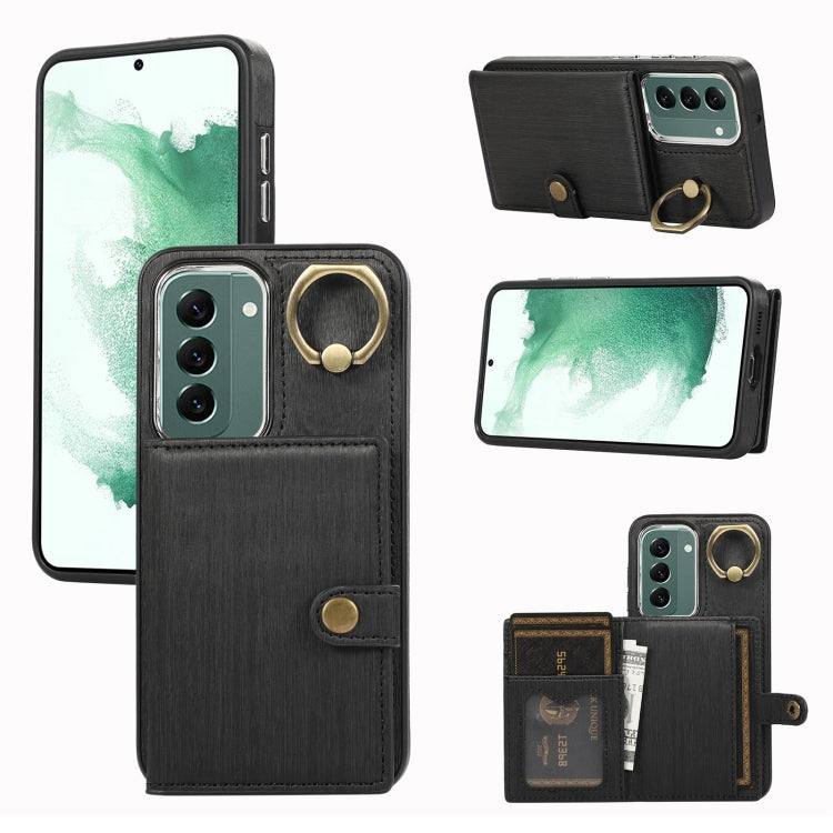 Brushed Texture Wallet Ring Holder Phone Case, For Samsung Galaxy Galaxy S22 Ultra 5G, For Samsung Galaxy Galaxy S22+ 5G, For Samsung Galaxy Galaxy S22 5G