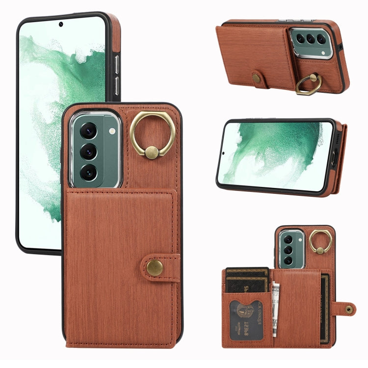 Brushed Texture Wallet Ring Holder Phone Case, For Samsung Galaxy Galaxy S22 Ultra 5G, For Samsung Galaxy Galaxy S22+ 5G, For Samsung Galaxy Galaxy S22 5G