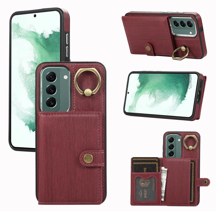 Brushed Texture Wallet Ring Holder Phone Case, For Samsung Galaxy Galaxy S22 Ultra 5G, For Samsung Galaxy Galaxy S22+ 5G, For Samsung Galaxy Galaxy S22 5G