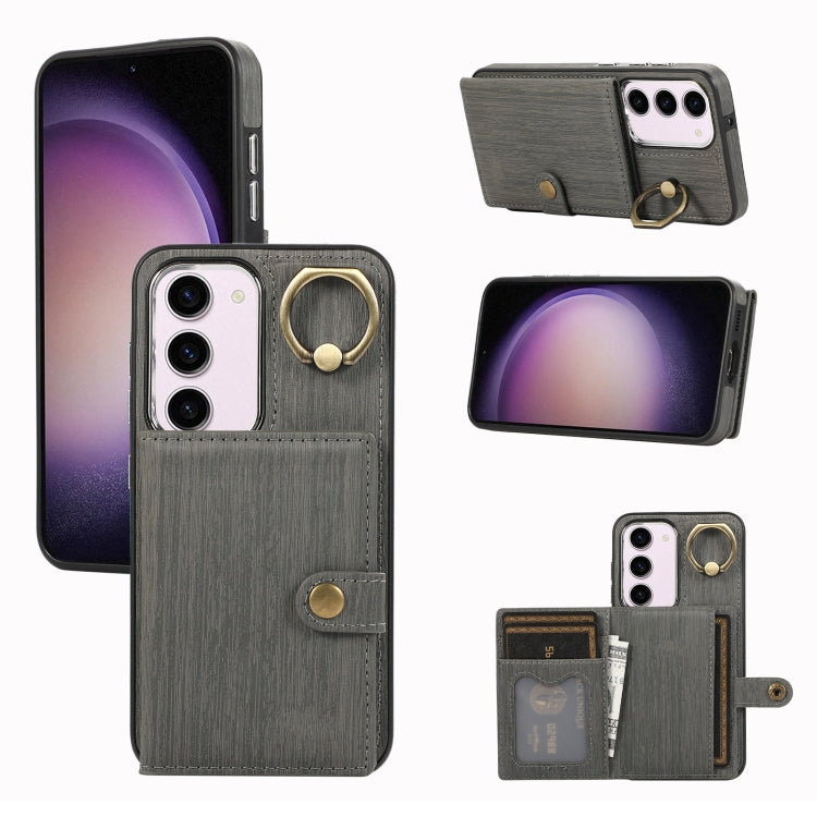 Brushed Texture Wallet Ring Holder Phone Case, For Samsung Galaxy A24 4G / A25 5G, Samsung Galaxy A14 4G / 5G, For Samsung Galaxy A34 5G, For Samsung Galaxy A54 5G, For Samsung Galaxy Galaxy S23 Ultra 5G, For Samsung Galaxy Galaxy S23 5G               ...