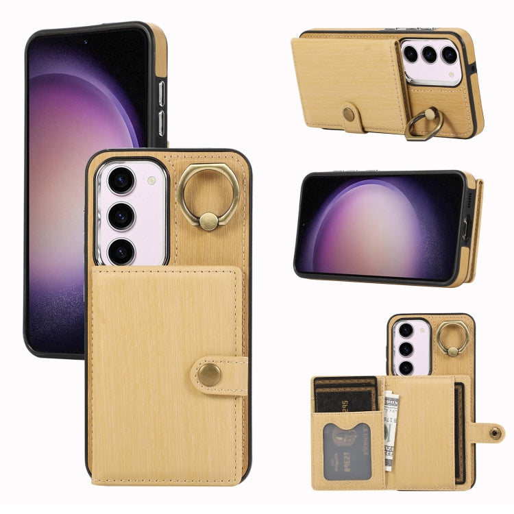 Brushed Texture Wallet Ring Holder Phone Case, For Samsung Galaxy A24 4G / A25 5G, Samsung Galaxy A14 4G / 5G, For Samsung Galaxy A34 5G, For Samsung Galaxy A54 5G, For Samsung Galaxy Galaxy S23 Ultra 5G, For Samsung Galaxy Galaxy S23 5G               ...