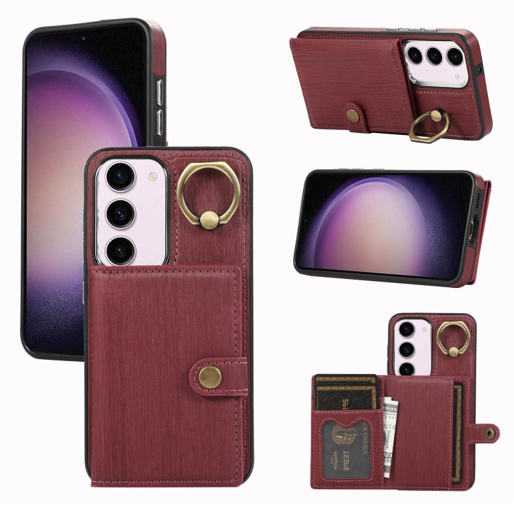 Brushed Texture Wallet Ring Holder Phone Case, For Samsung Galaxy A24 4G / A25 5G, Samsung Galaxy A14 4G / 5G, For Samsung Galaxy A34 5G, For Samsung Galaxy A54 5G, For Samsung Galaxy Galaxy S23 Ultra 5G, For Samsung Galaxy Galaxy S23 5G               ...