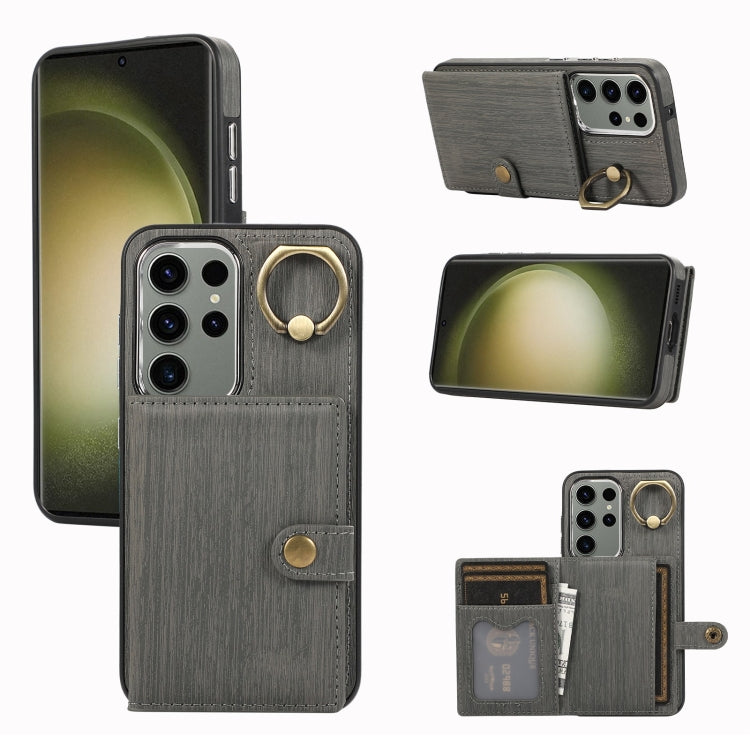 Brushed Texture Wallet Ring Holder Phone Case, For Samsung Galaxy A24 4G / A25 5G, Samsung Galaxy A14 4G / 5G, For Samsung Galaxy A34 5G, For Samsung Galaxy A54 5G, For Samsung Galaxy Galaxy S23 Ultra 5G, For Samsung Galaxy Galaxy S23 5G               ...