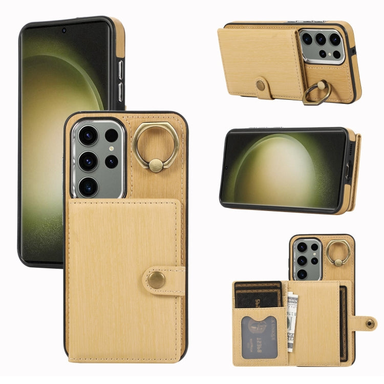 Brushed Texture Wallet Ring Holder Phone Case, For Samsung Galaxy A24 4G / A25 5G, Samsung Galaxy A14 4G / 5G, For Samsung Galaxy A34 5G, For Samsung Galaxy A54 5G, For Samsung Galaxy Galaxy S23 Ultra 5G, For Samsung Galaxy Galaxy S23 5G               ...