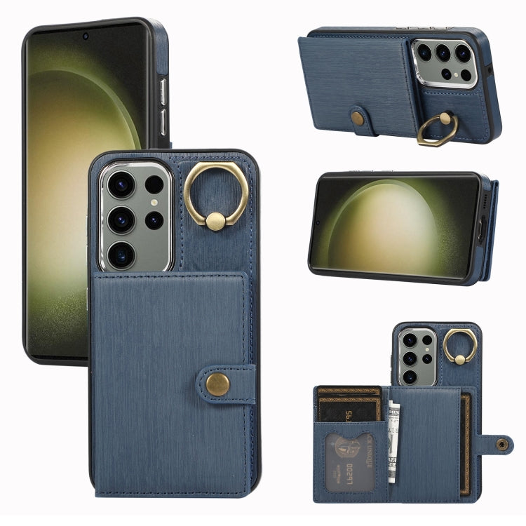 Brushed Texture Wallet Ring Holder Phone Case, For Samsung Galaxy A24 4G / A25 5G, Samsung Galaxy A14 4G / 5G, For Samsung Galaxy A34 5G, For Samsung Galaxy A54 5G, For Samsung Galaxy Galaxy S23 Ultra 5G, For Samsung Galaxy Galaxy S23 5G               ...