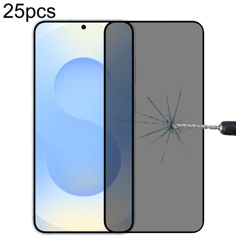 25pcs Full Cover Anti-peeping Tempered Glass Film,  Support Fingerprint Unlocking, For Samsung Galaxy S26+ 5G, For Samsung Galaxy S26 Edge 5G, For Samsung Galaxy S26 Ultra 5G, For Samsung Galaxy S26 5G, For Samsung Galaxy S25 Edge 5G                   ...