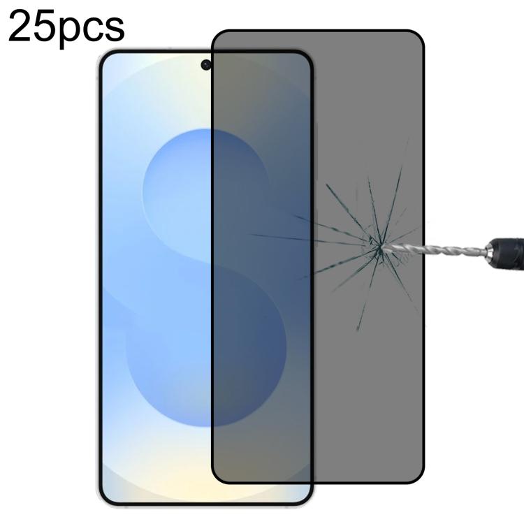 25pcs Full Cover Anti-peeping Tempered Glass Film,  Support Fingerprint Unlocking, For Samsung Galaxy S26+ 5G, For Samsung Galaxy S26 Edge 5G, For Samsung Galaxy S26 Ultra 5G, For Samsung Galaxy S26 5G, For Samsung Galaxy S25 Edge 5G                   ...