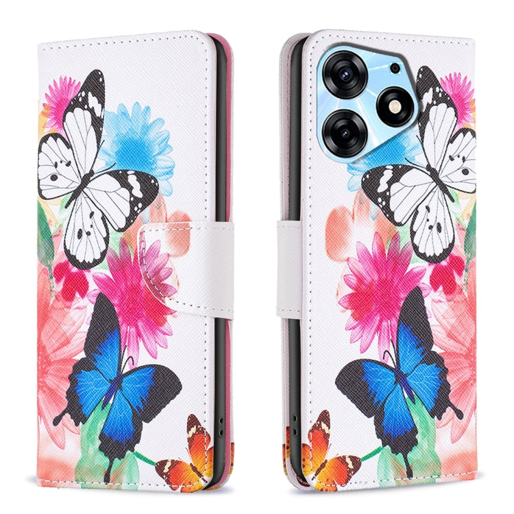 Colored Drawing Pattern Leather Phone Case, For Tecno Spark 10 Pro