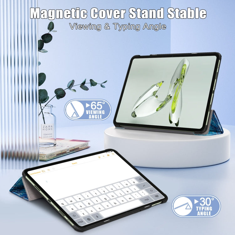 Custer Painted 3-fold Holder Smart Leather Tablet Case, For OnePlus Pad Go / OPPO Pad Air2 / Neo