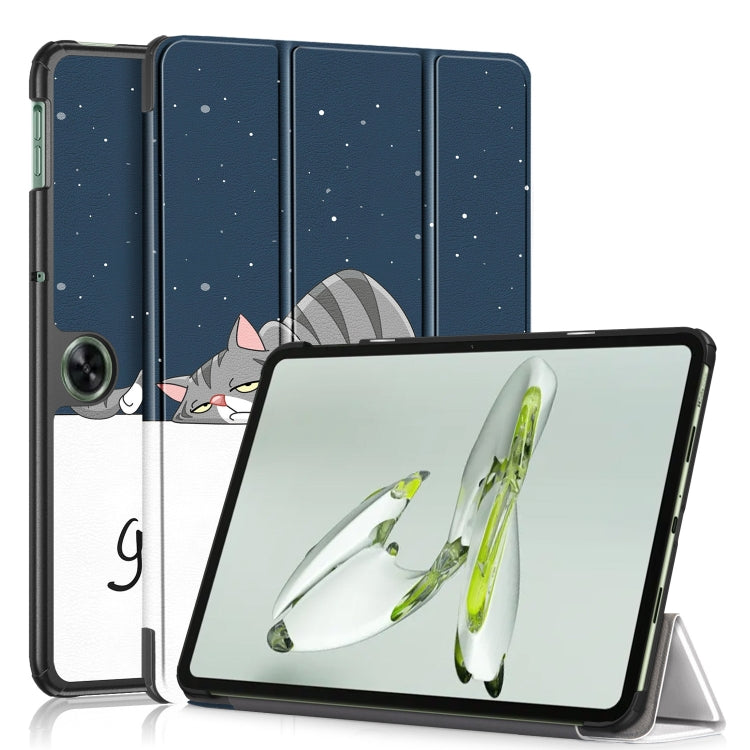 Custer Painted 3-fold Holder Smart Leather Tablet Case, For OnePlus Pad Go / OPPO Pad Air2 / Neo