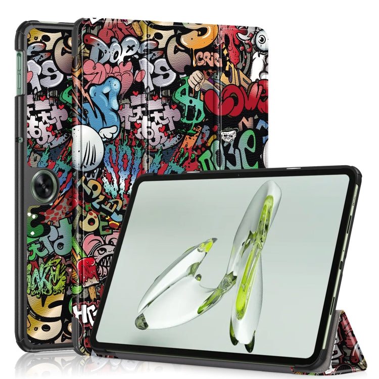 Custer Painted 3-fold Holder Smart Leather Tablet Case, For OnePlus Pad Go / OPPO Pad Air2 / Neo
