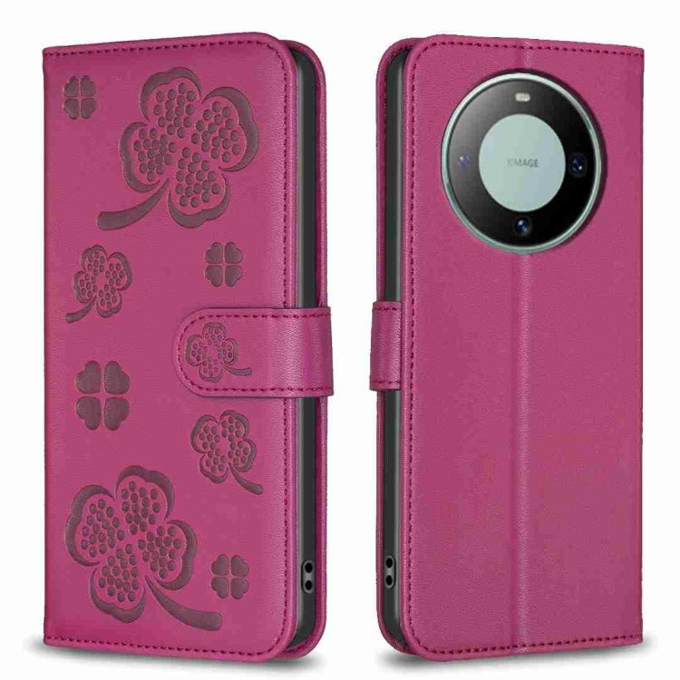 Four-leaf Embossed Leather Phone Case, For Huawei Mate 60 Pro / 60 Pro+, For Huawei Mate 60