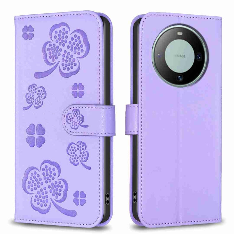 Four-leaf Embossed Leather Phone Case, For Huawei Mate 60 Pro / 60 Pro+, For Huawei Mate 60