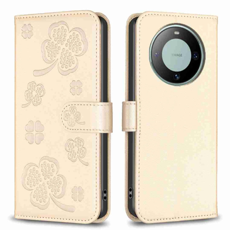 Four-leaf Embossed Leather Phone Case, For Huawei Mate 60 Pro / 60 Pro+, For Huawei Mate 60