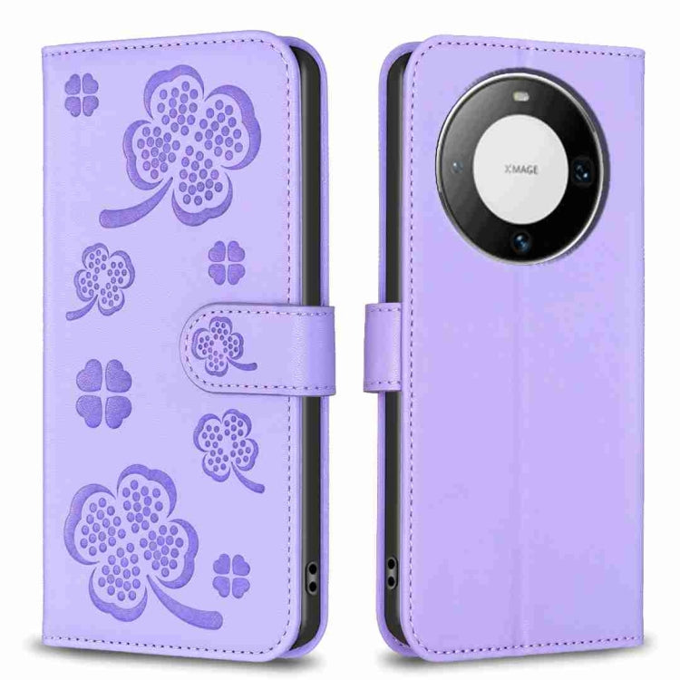 Four-leaf Embossed Leather Phone Case, For Huawei Mate 60 Pro / 60 Pro+, For Huawei Mate 60
