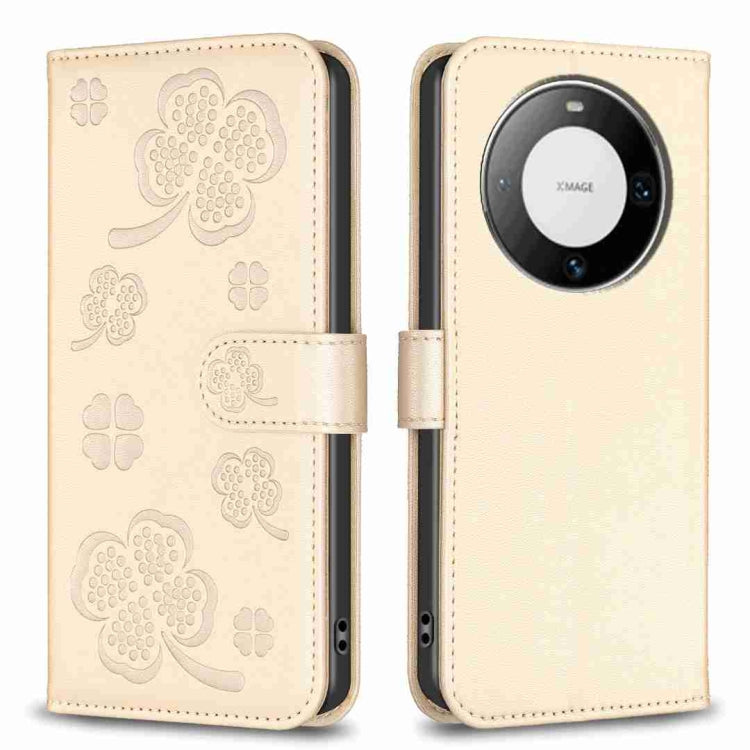 Four-leaf Embossed Leather Phone Case, For Huawei Mate 60 Pro / 60 Pro+, For Huawei Mate 60