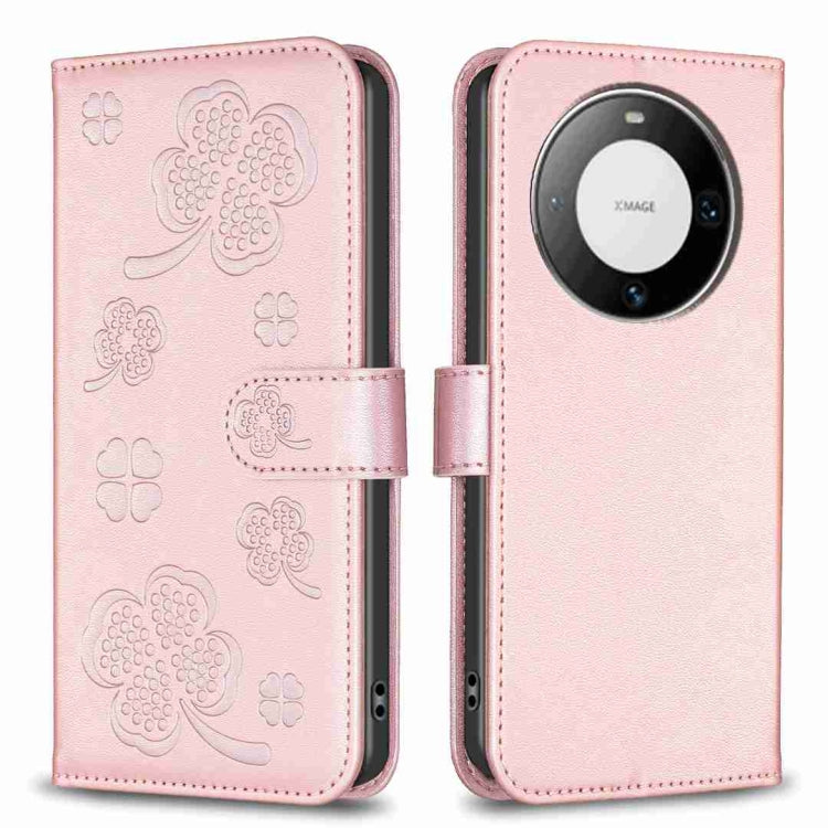 Four-leaf Embossed Leather Phone Case, For Huawei Mate 60 Pro / 60 Pro+, For Huawei Mate 60