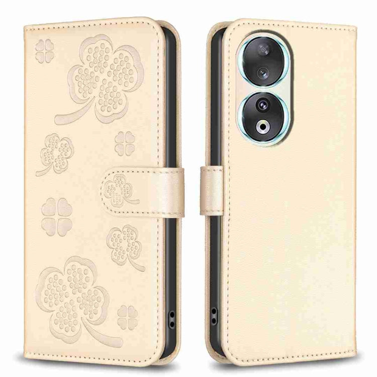 Four-leaf Embossed Leather Phone Case, For Honor 90 Lite / X50i, For Honor 90 Pro, For Honor 90 5G, For Honor X7a