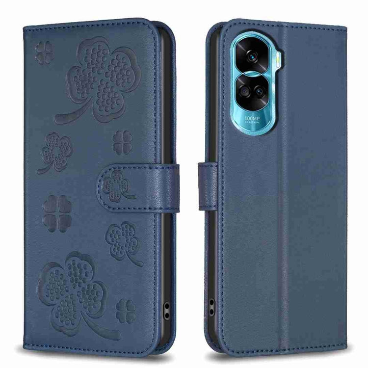 Four-leaf Embossed Leather Phone Case, For Honor 90 Lite / X50i, For Honor 90 Pro, For Honor 90 5G, For Honor X7a